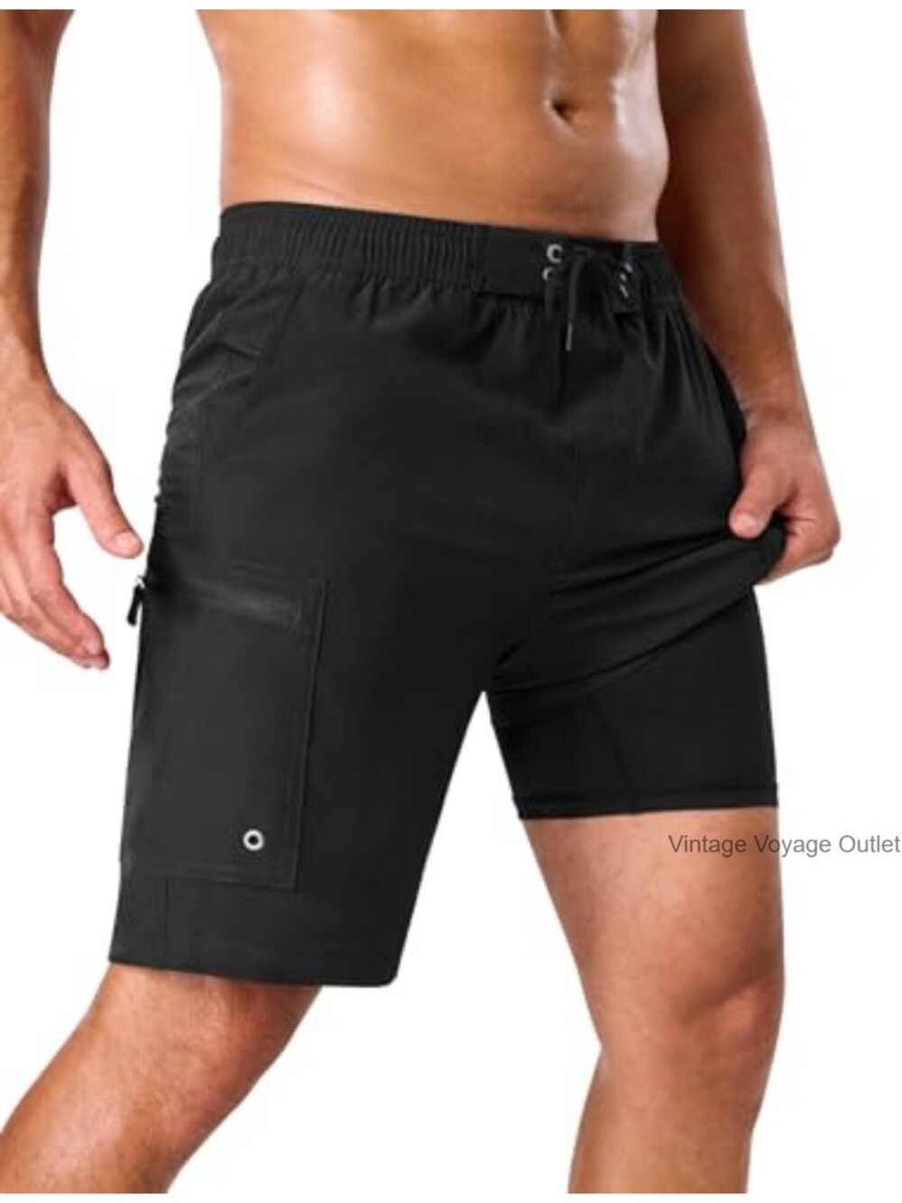 Men's Swim Trunks 9" with Compression Liner Quick Dry Zipper Pockets